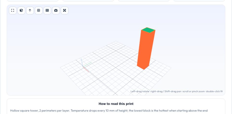 Screenshot of the free 3D Printer Calibration G-code Generator tool on AZRS QuickFix
