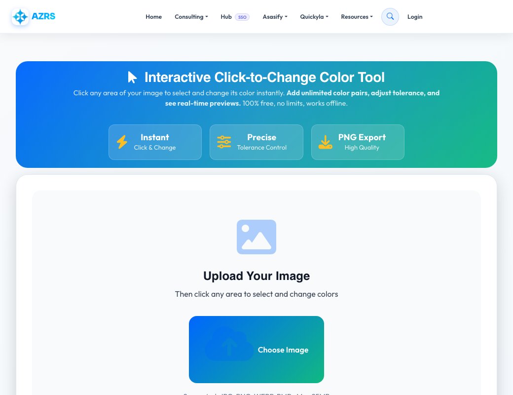 Screenshot of the free Interactive Image Color Changer tool on AZRS QuickFix