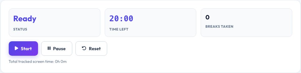 Screenshot of the free 20-20-20 Eye Break Timer tool on AZRS QuickFix