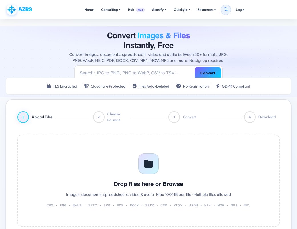 Screenshot of the free Free Online File Converter tool on AZRS QuickFix