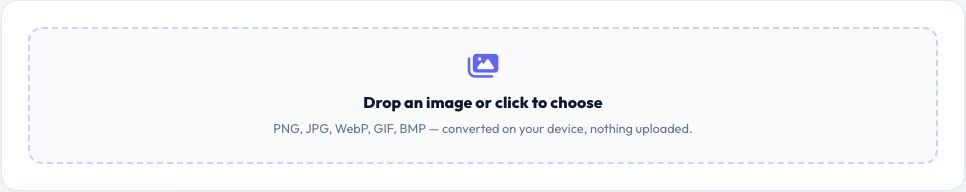 Screenshot of the free Image Format Converter (PNG, JPG, WebP, GIF, BMP) tool on AZRS QuickFix